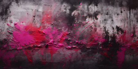 abstract background of red and black paint splashes on the wallの素材