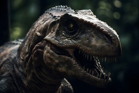 dinosaur in the forest. close-up of a prehistoric dinosaurの素材