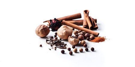 spices isolated on a white background. Food and cuisine ingredients.の素材