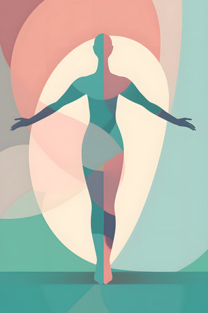 Vector illustration of a beautiful woman silhouette. Abstract background with geometric shapes.の素材