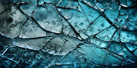 Broken glass texture in blue tone. Abstract background and texture for design.の素材