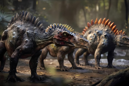 Dinosaur Stegosaurus in the rainforest. Jurassic period.の素材