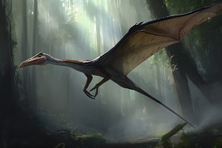 Pterodactylus pterosaur in the rainforestの素材