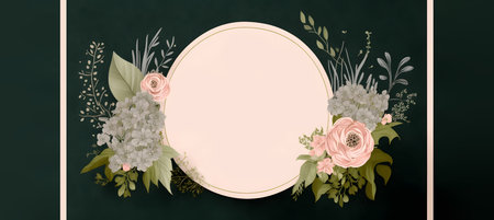 Wedding invitation card with copy space. Floral frame.の素材