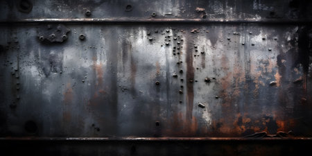 Rusty metal texture with rivets and rust. Industrial background.の素材