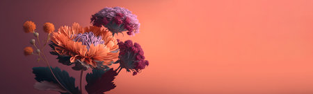 Bouquet of chrysanthemums on a pink backgroundの素材