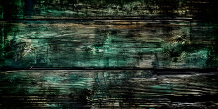 Old painted wood wall - texture or background. Dark green colour.の素材