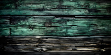 Old painted wood wall for texture or background. Toned green.の素材