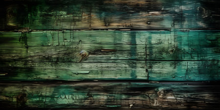 Old painted wood wall - texture or background. Green and black colors.の素材