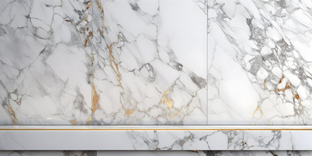 White marble texture with gold border. 3d rendering, 3d illustration.の素材