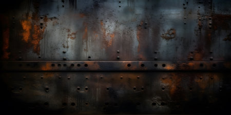 Rusty metal texture with rivets and rivets. 3d renderingの素材