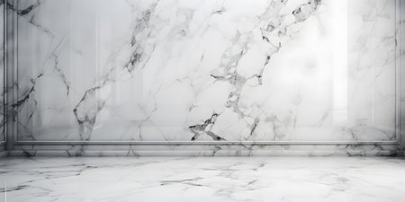 White marble wall and white marble floor background, 3d render illustrationの素材