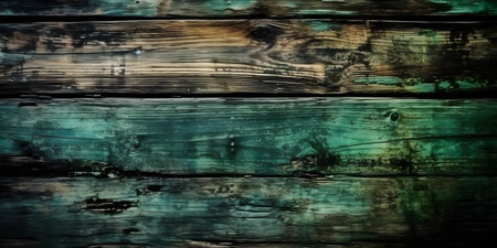 Old painted wood wall - texture or background. Dark green colour.の素材