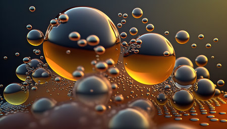 3d illustration of transparent bubbles in water. Abstract background for design.の素材