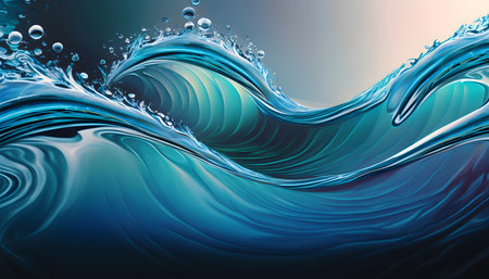 Abstract blue background with smooth lines and waves. 3d rendering, 3d illustration.の素材