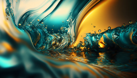 3d illustration of abstract wavy background with blue and yellow colorsの素材
