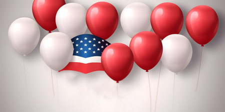 United States flag on balloons. United States patriotic background. 3D Renderingの素材