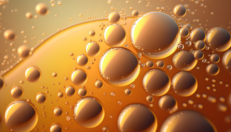 Water drops on orange background. 3d rendering, 3d illustration.の素材