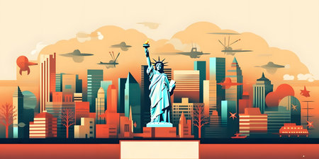 Statue of Liberty in New York City. USA. Vector illustrationの素材