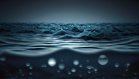 Water surface with ripples and waves. 3d render illustration.の素材
