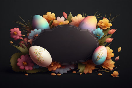 Easter background with eggs and flowers. Vector illustration. EPS 10の素材
