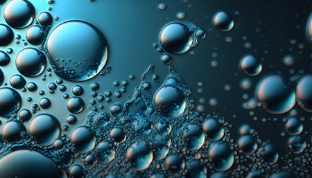Water drops on a blue background. 3d render, 3d illustrationの素材