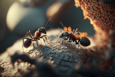 Ants are fighting for food. Ants are fighting for food.の素材