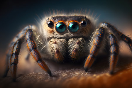 jumping spider macro close up, danger animal 3d render illustrationの素材