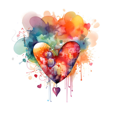 watercolor heart. Watercolor heart on white background. Vector illustration.の素材