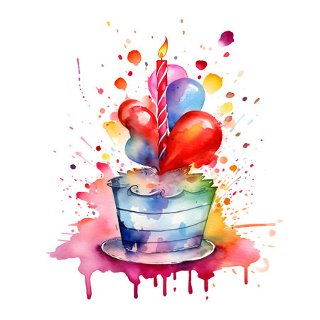 Watercolor heart with flowers and hearts on white background. Vector illustration.の素材