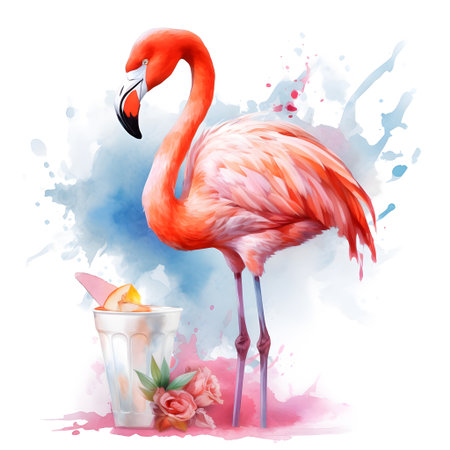 Flamingo in watercolor style. Watercolor illustration for your designの素材