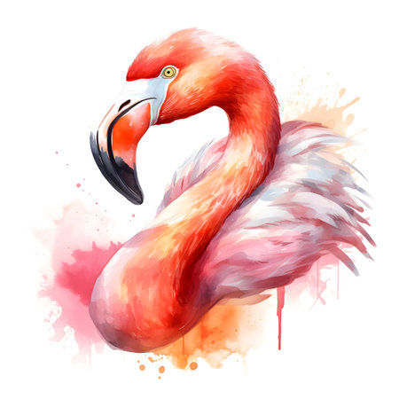 Flamingo in watercolor style. Watercolor vector illustration.の素材