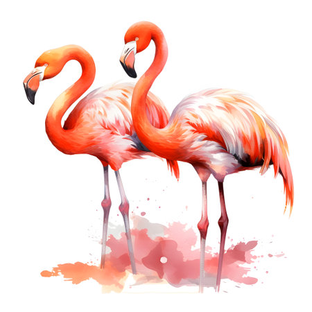 pink flamingo. Watercolor vector illustration isolated on white background.の素材