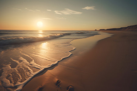 Beautiful sunset on the beach in Algarve, Portugal.の素材