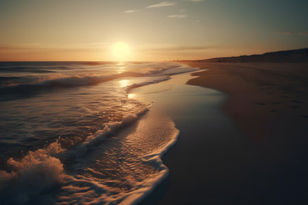 Beautiful sunset on the beach of the Baltic Sea in Poland.の素材