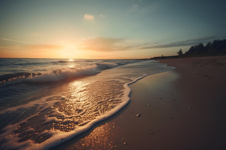 Beautiful seascape. Sunrise on the Baltic Sea coast.の素材
