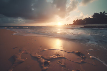 Beautiful sunset on the beach in the tropics. seascapeの素材