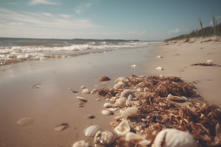 Seashells on the beach. selective focus. nature.の素材