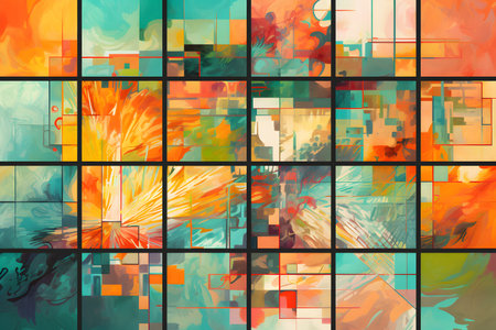Abstract colorful background for various design artworks. digital collages.の素材