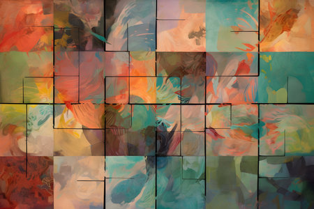 abstract background made of multicolored pieces of paper, digital paintingの素材