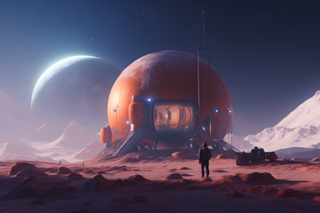 Astronaut in outer space. 3D rendering. Fantasy.の素材
