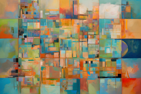Abstract colorful background. oil painting on canvas. Fragment of artwork.の素材