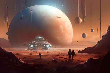Alien Planet - 3D Rendered Computer Artwork. fantasy landscapeの素材