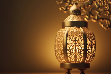 Lantern with Arabic ornaments. Ramadan Kareem background.の素材