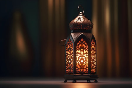 Lantern with Arabic ornaments. Ramadan Kareem backgroundの素材