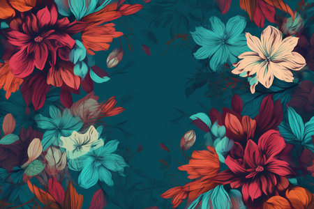Vintage floral background with dahlia flowers. Vector illustration.の素材