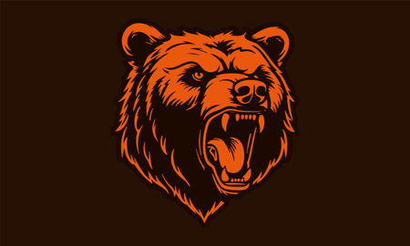 Fierce Bear Head Vector Illustrationのイラスト素材