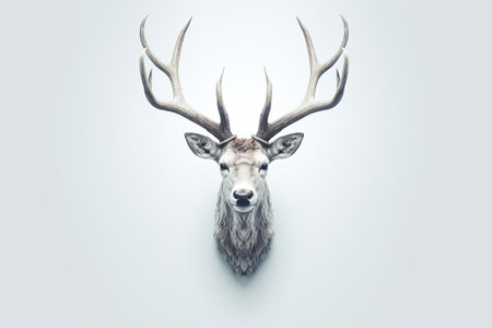 Deer head on white background. 3d illustration. vintage styles.の素材