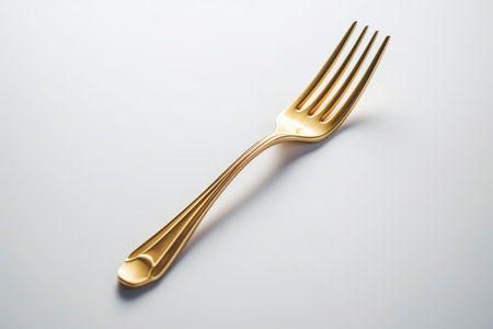 golden fork isolated on white background, clipping paths included in fileの素材