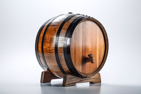 Wooden barrel for wine on a white background. 3d renderingの素材
